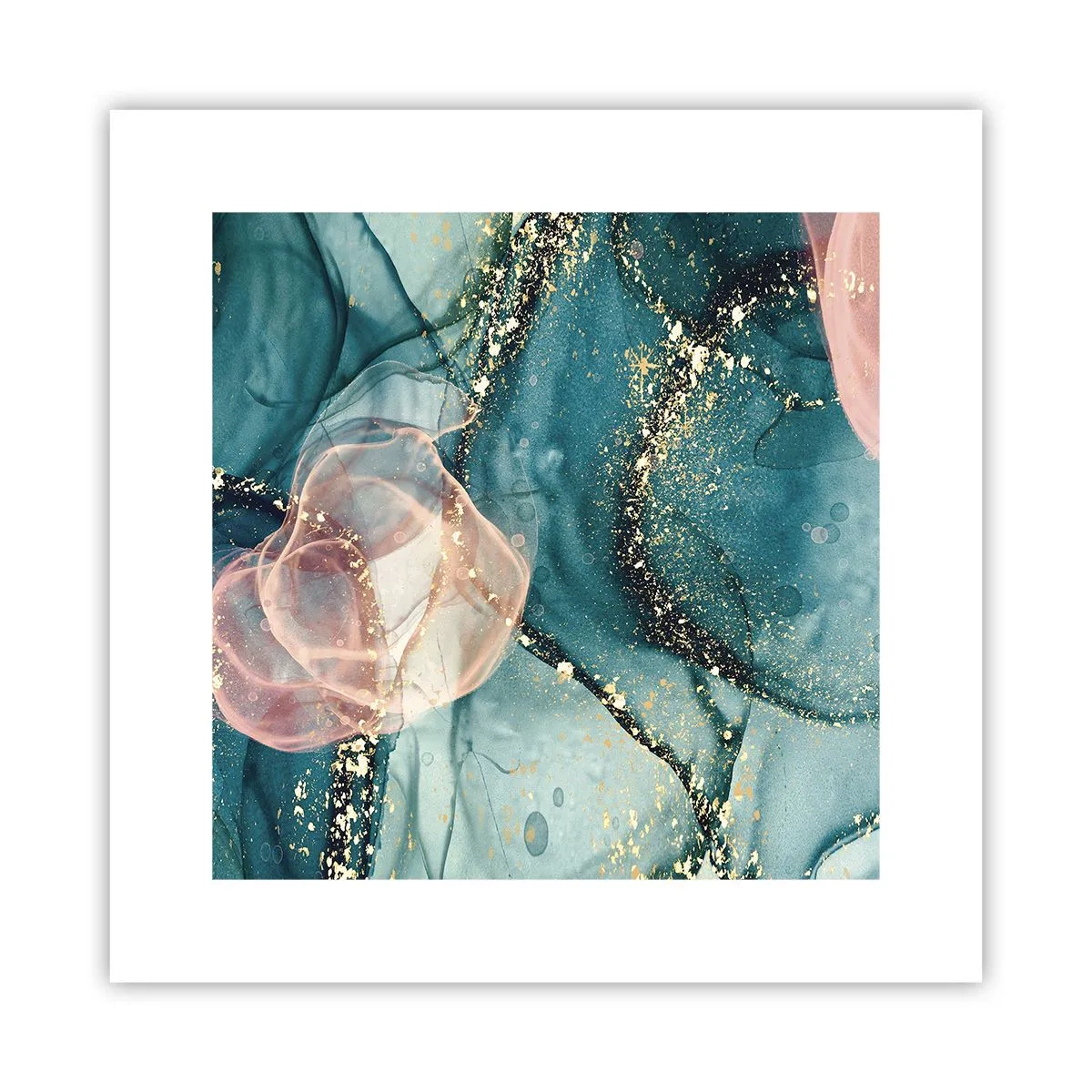 Poster - Zijdeblauw, tule roze - 30x30 cm