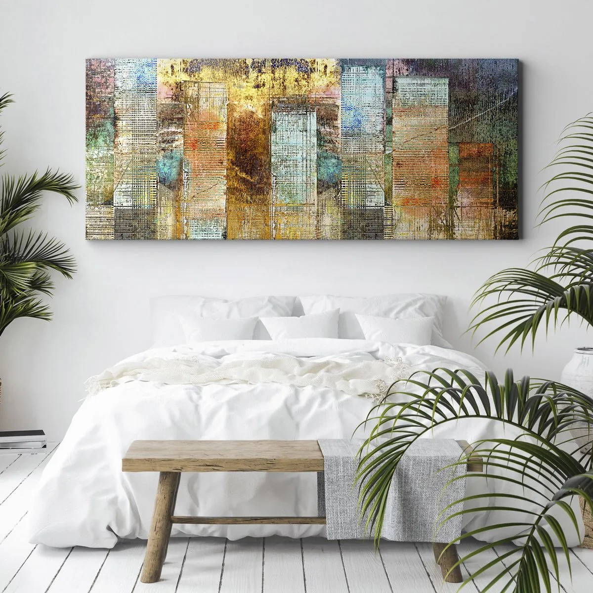 Schilderen op canvas - Een zonnige metropool - 140x50 cm