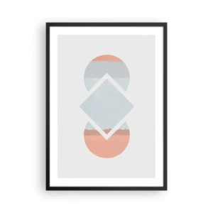 Poster in een zwarte lijst - Een abstracte compositie van geometrische vormen en pastelkleuren. - 50x70cm - De situatie is duidelijk - Moderne wanddecoratie voor woonkamer en slaapkamer ARTTOR