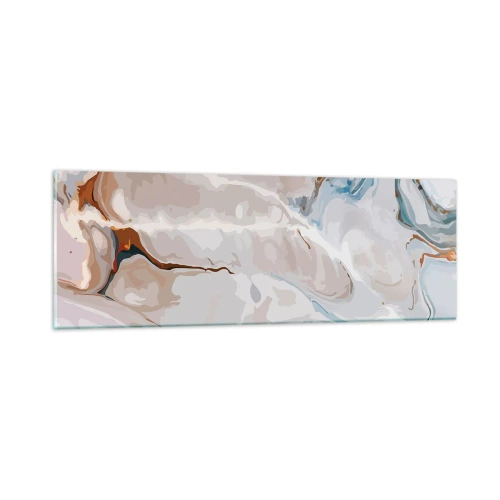 Schilderen op glas - Blauw kronkelt onder het wit - 90x30 cm