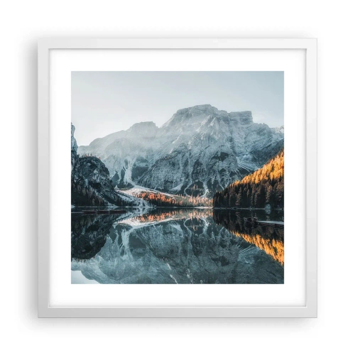 Poster in een witte lijst - Spiegel landschap - 40x40 cm