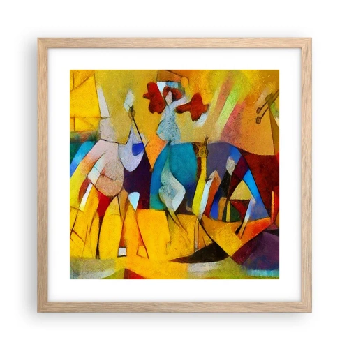 Een poster in een licht eiken lijst - Zon - leven - vreugde - 40x40 cm