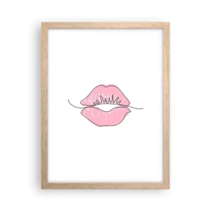 Een poster in een licht eiken lijst - Klaar om te kussen? - 30x40 cm