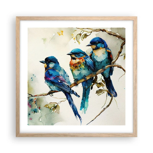 Een poster in een licht eiken lijst - Is hij boos geworden? - 50x50 cm