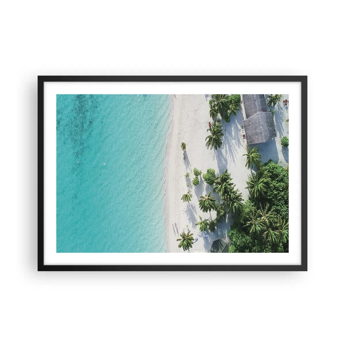 Poster in een zwarte lijst - Een vakantie in het paradijs - 70x50 cm