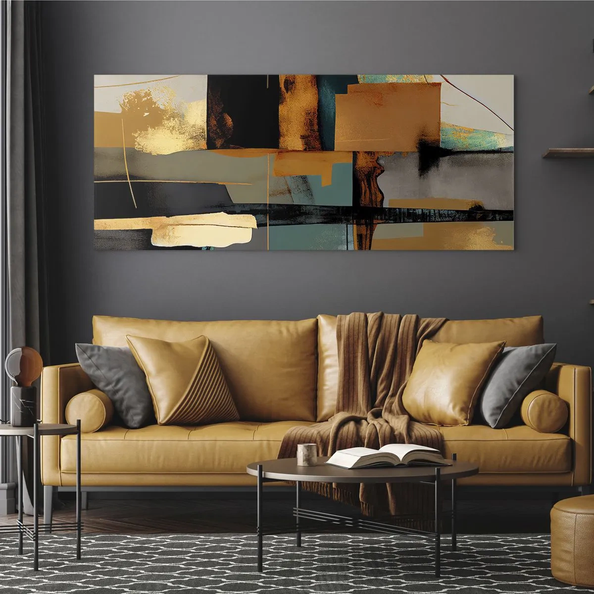 Schilderen op glas - Abstractie – licht en schaduw - 120x50 cm