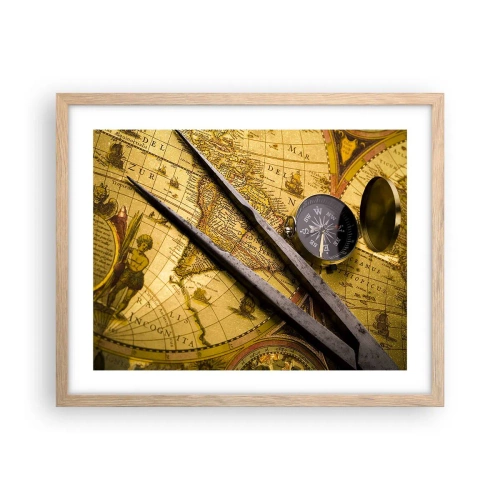 Een poster in een licht eiken lijst - Waar zijn deze schatten? - 50x40 cm