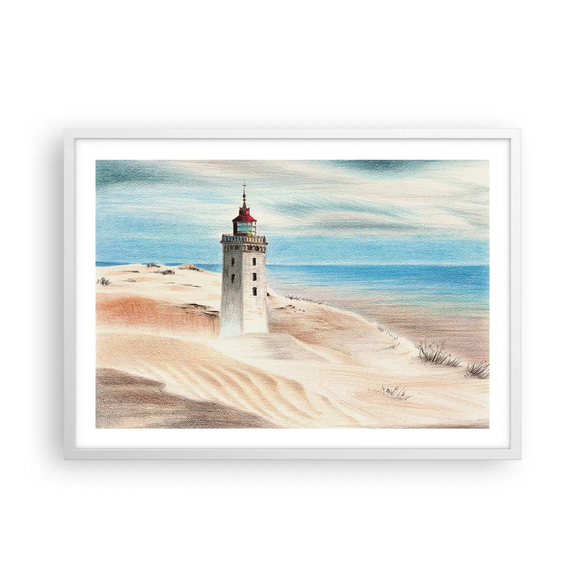 Poster in een witte lijst - Altijd staren naar de zee - 70x50 cm