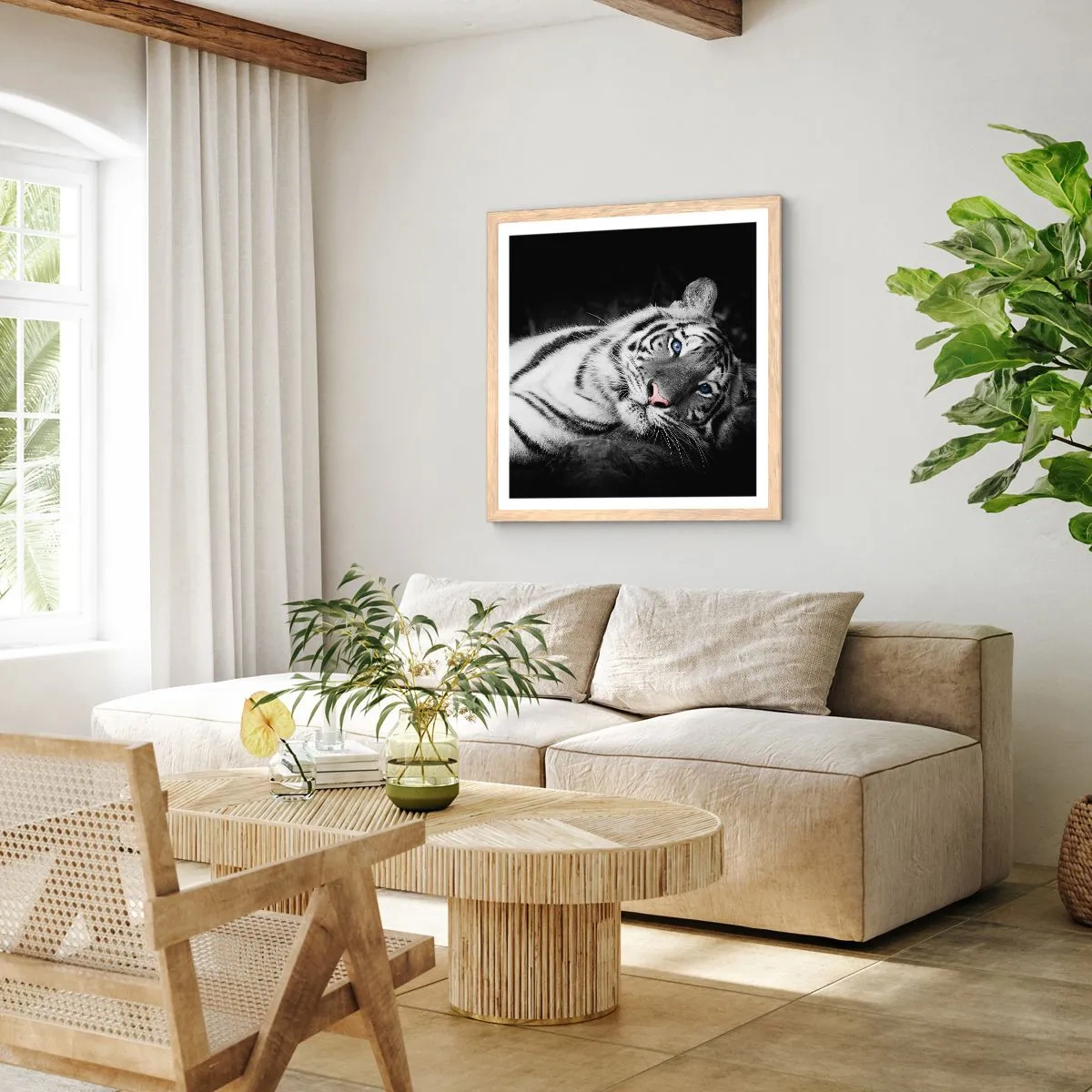 Een poster in een licht eiken lijst - Wildheid en vrede - 50x50 cm