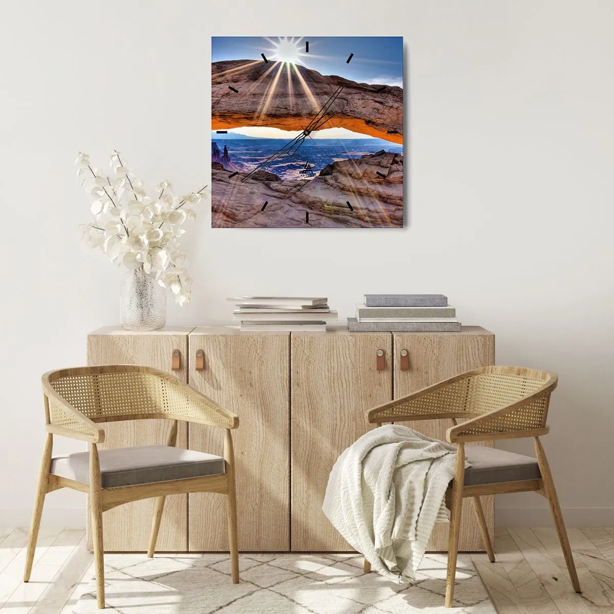 Wandklok - Klok - Door de rotspoort - 40x40 cm
