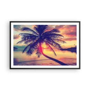 Poster in een zwarte lijst - Avond onder de palmbomen - 91x61 cm