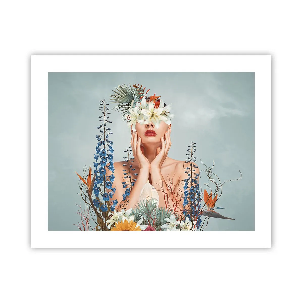 Poster - Vrouw - bloem - 50x40 cm