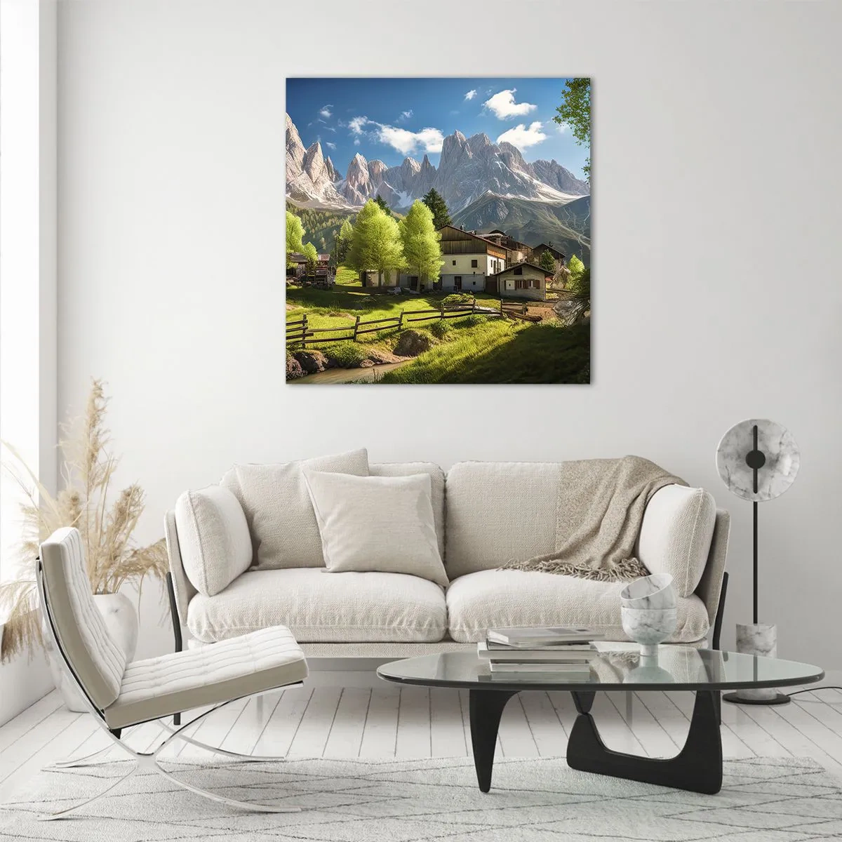 Schilderen op glas - Alpine idylle - 70x70 cm