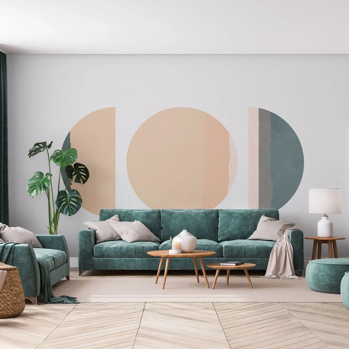 Zelfklevend Fotobehang Deluxe Sticker - Een Wiel achter een andere - Abstractie, Deel, Moderne kunst - 250x175 cm