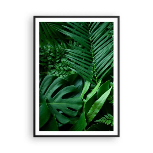 Poster in een zwarte lijst - Ineengedoken in het groen - 70x100 cm
