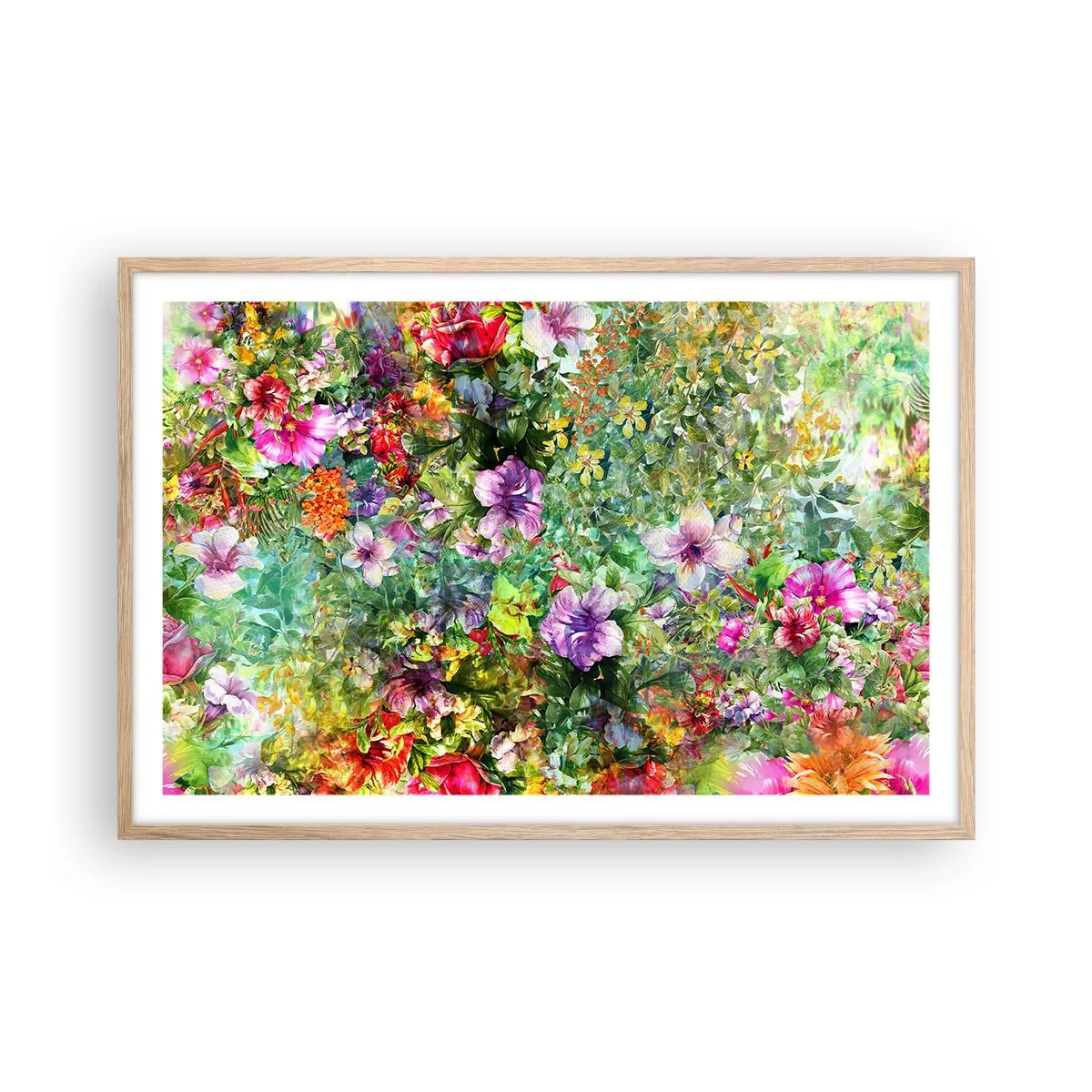 Een poster in een licht eiken lijst - In bloemen voor verderf - 91x61 cm
