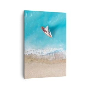 Schilderen op canvas - Op de grens van blauw en goud - 70x100 cm