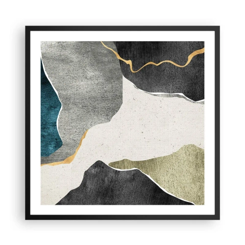 Poster in een zwarte lijst - Mozaïekcompositie met gouddraad - 60x60 cm