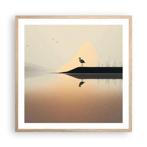 Een poster in een licht eiken lijst - Heer op het meer - 60x60 cm