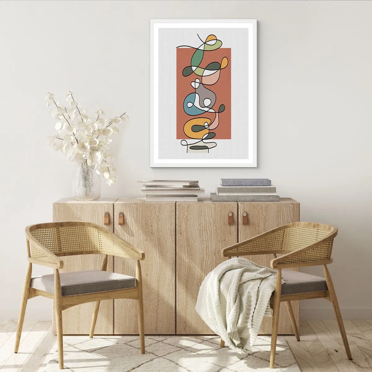 Poster in een witte lijst - Abstractie: kleurrijke dans - 70x100 cm