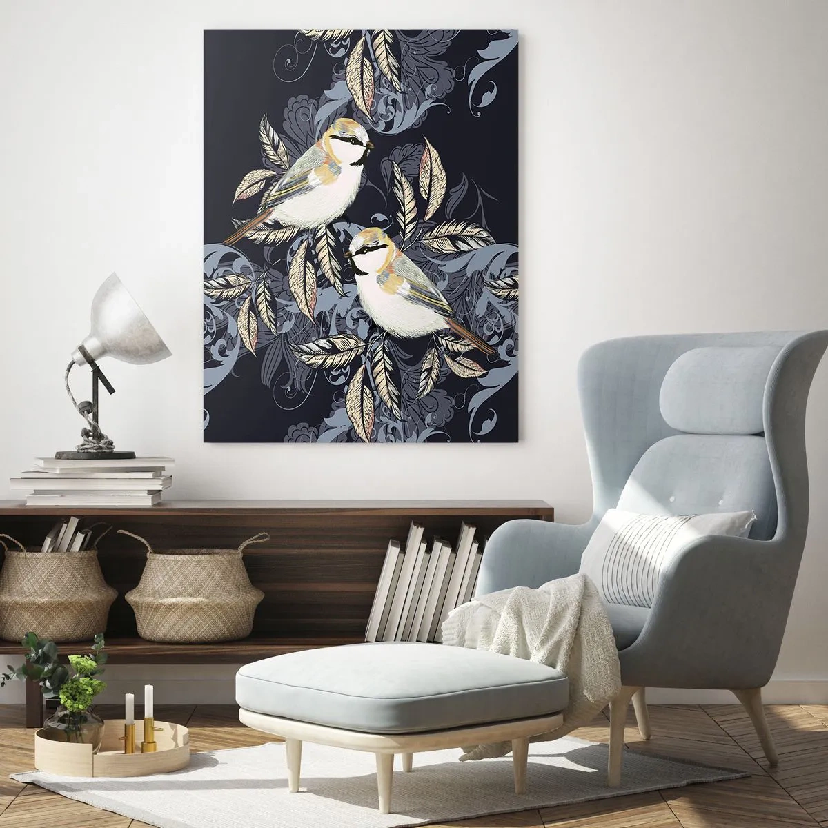 Schilderen op glas - Geel-blauwe triller - 50x70 cm