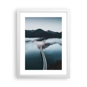 Poster in een witte lijst - Over water zo glad als een spiegel - 30x40 cm