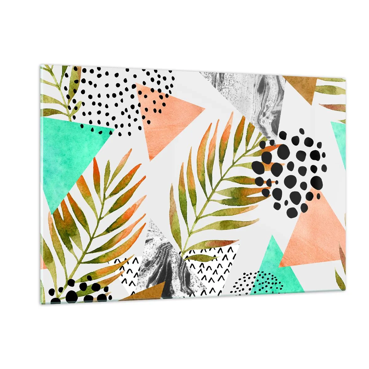 Schilderen op glas - Decoratie met palmblad - 120x80 cm