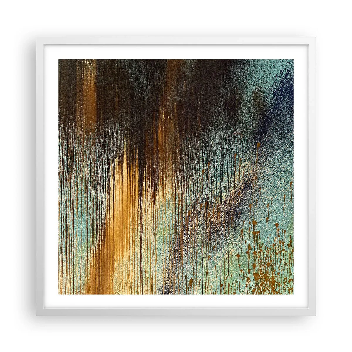 Poster in een witte lijst - Een niet toevallig kleurrijke compositie - 60x60 cm