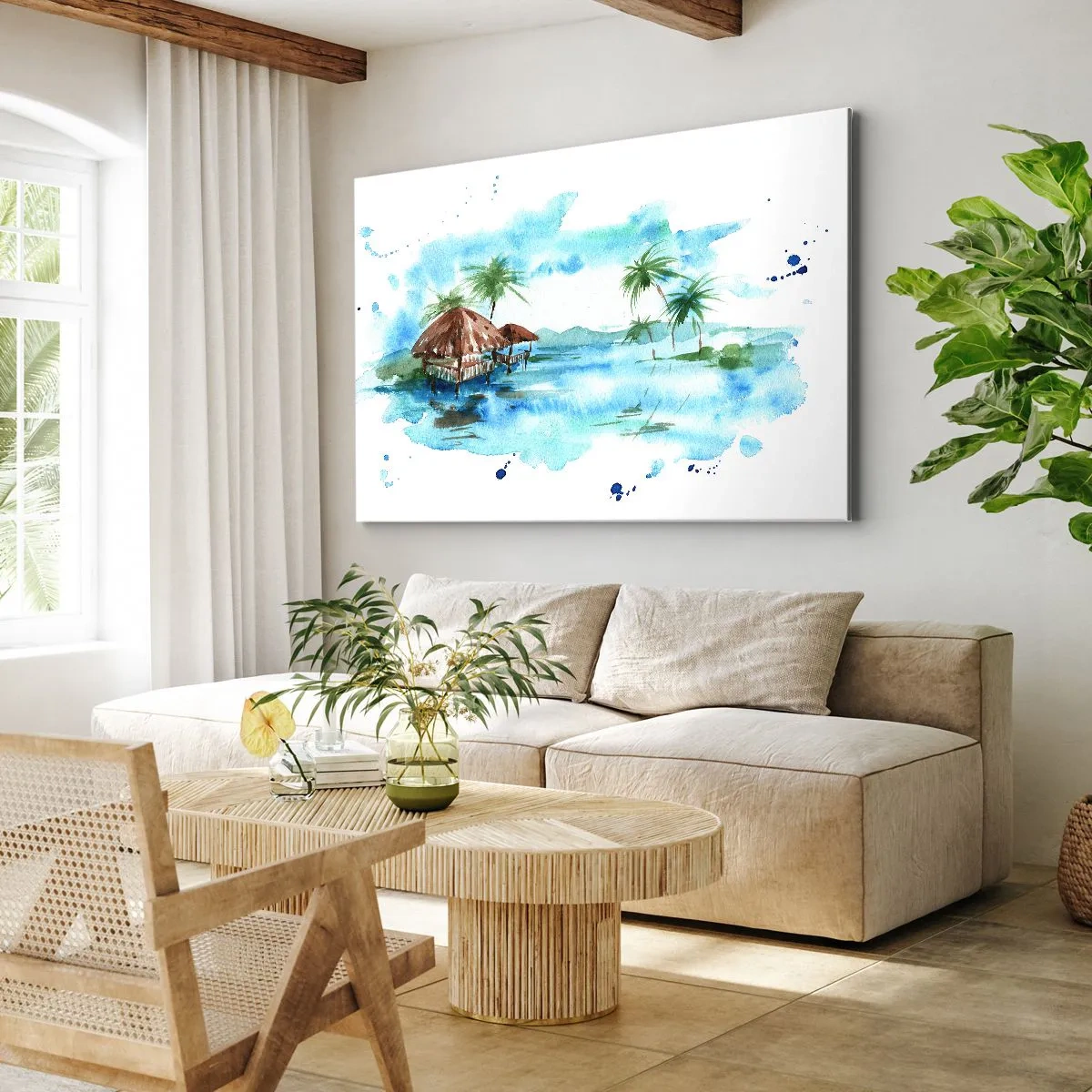 Schilderen op canvas - Ergens in de Stille Oceaan - 120x80 cm
