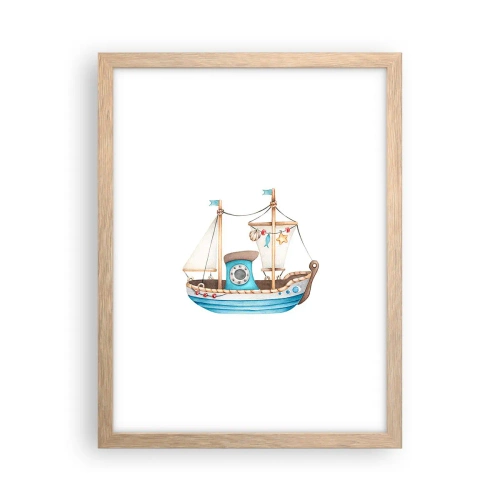 Een poster in een licht eiken lijst - Ahoi, avontuur! - 30x40 cm