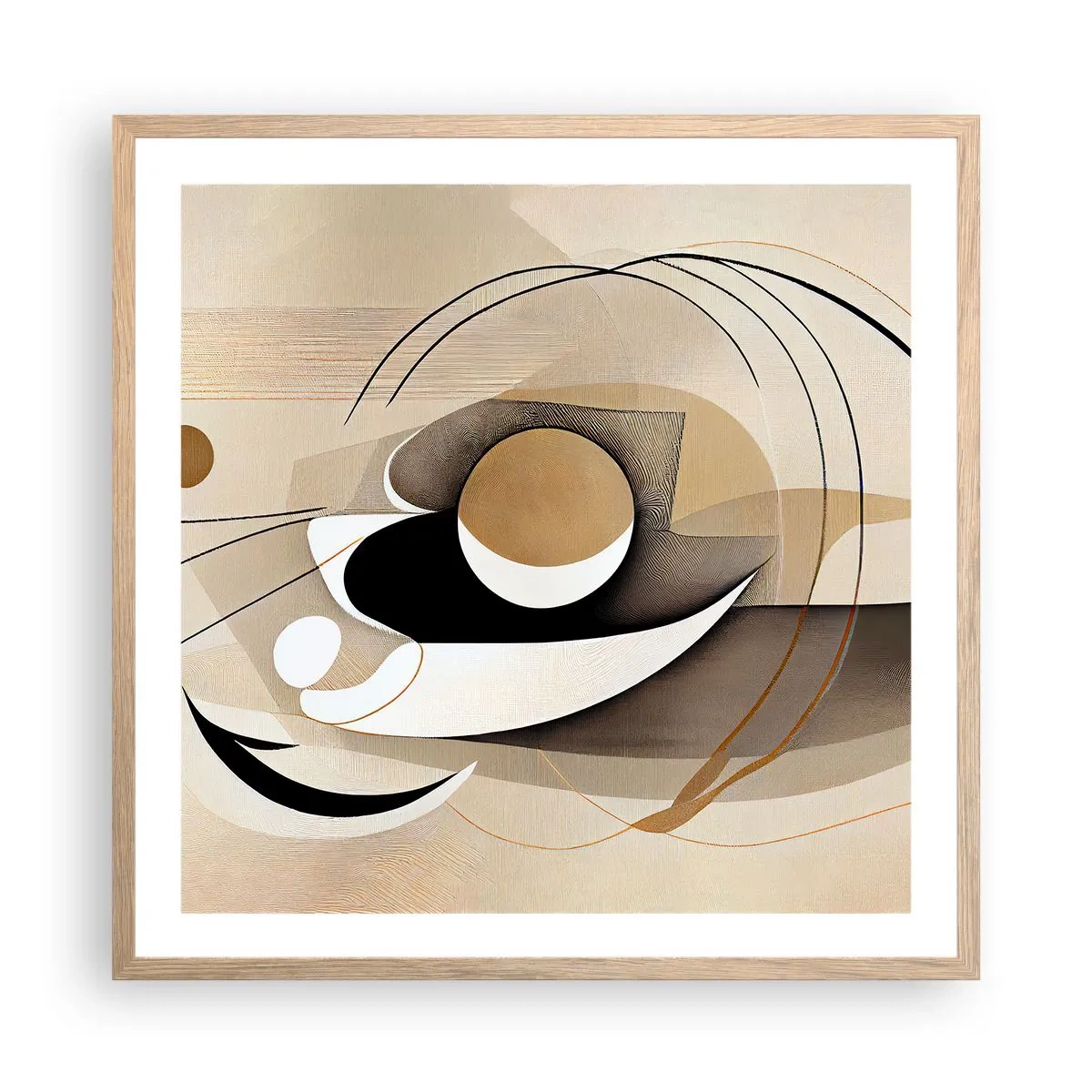 Een poster in een licht eiken lijst - Compositie: de essentie van de dingen - 60x60 cm