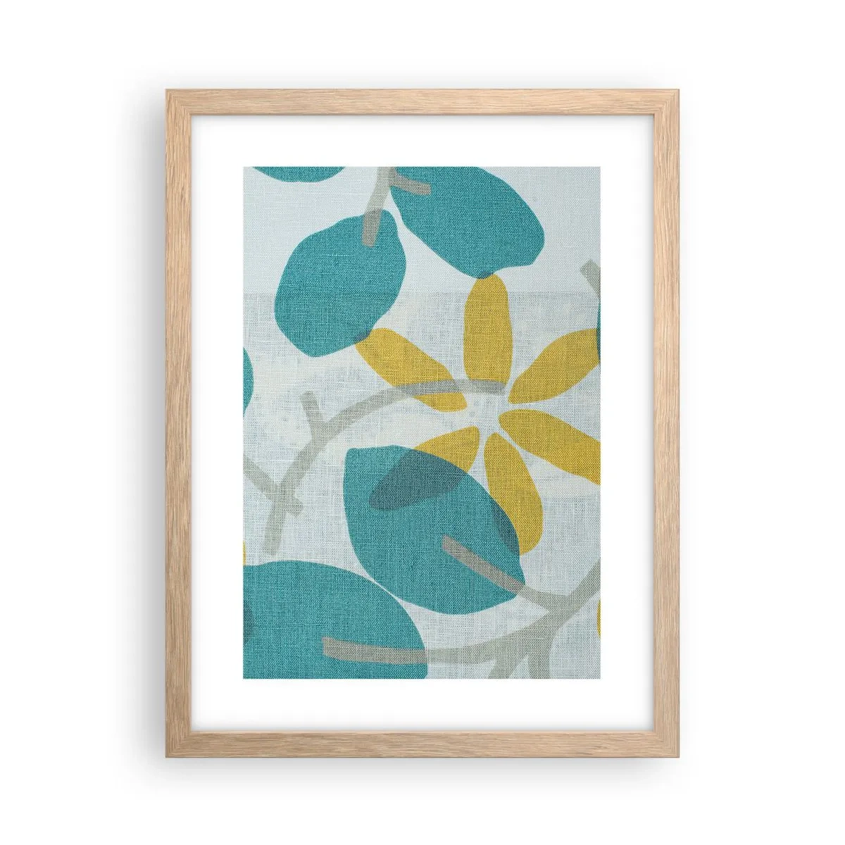 Een poster in een licht eiken lijst - Tussen de azuurblauwe bladeren - 30x40 cm