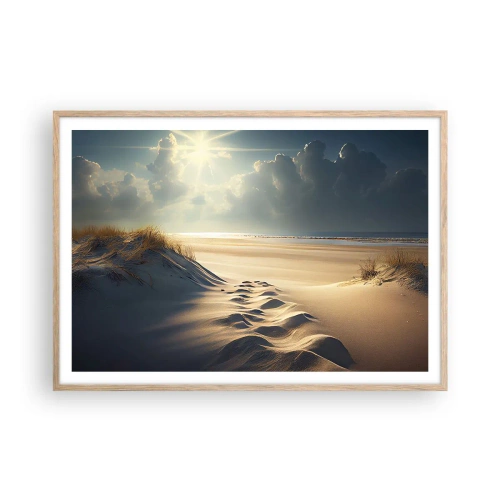 Een poster in een licht eiken lijst - Een rustgevend landschap - 100x70 cm
