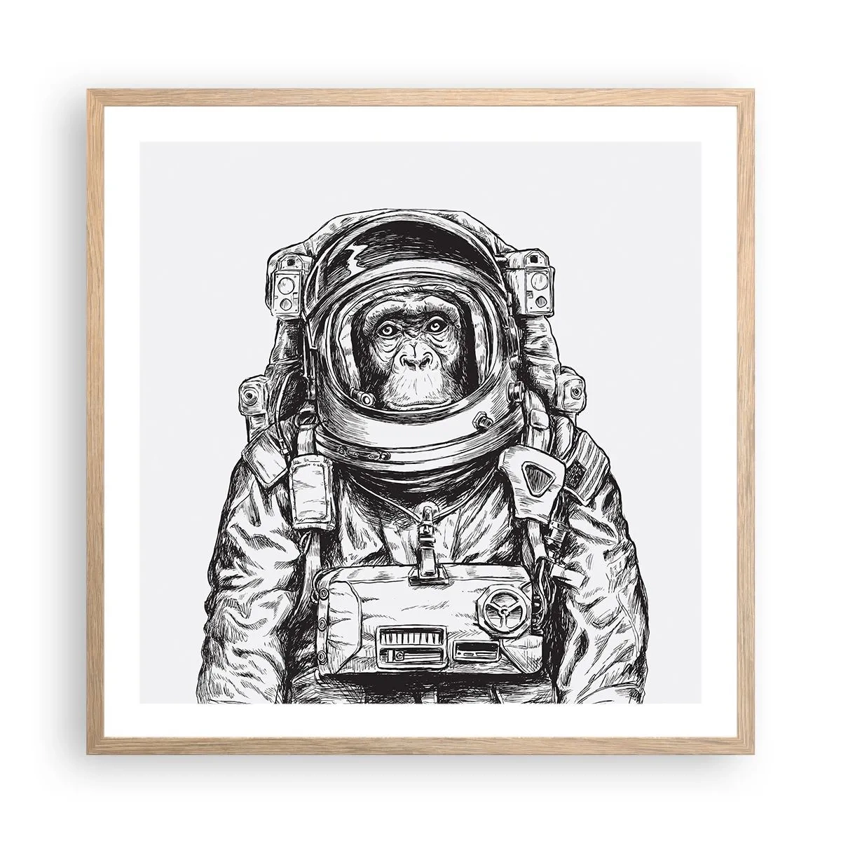 Een poster in een licht eiken lijst - Alternatieve evolutie - 60x60 cm