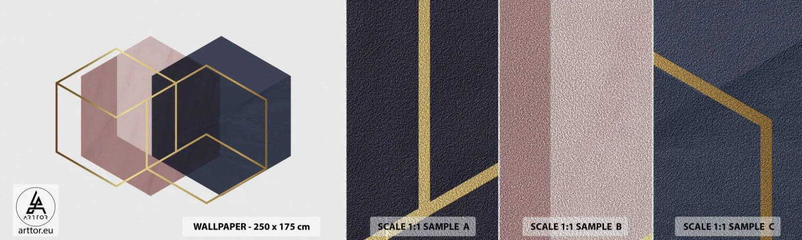 Fotobehang Monster Premium Sand - De kracht van eenvoud - Abstractie, Deel, Hexagen - 100x30 cm