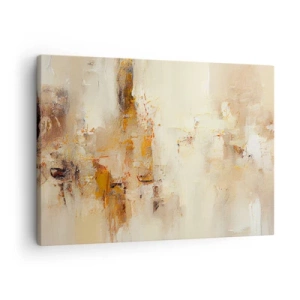 Schilderen op canvas - Een abstracte compositie in warme tinten geel en bruin. - 70x50cm - Ziel van Amber - Moderne wanddecoratie voor woonkamer en slaapkamer ARTTOR