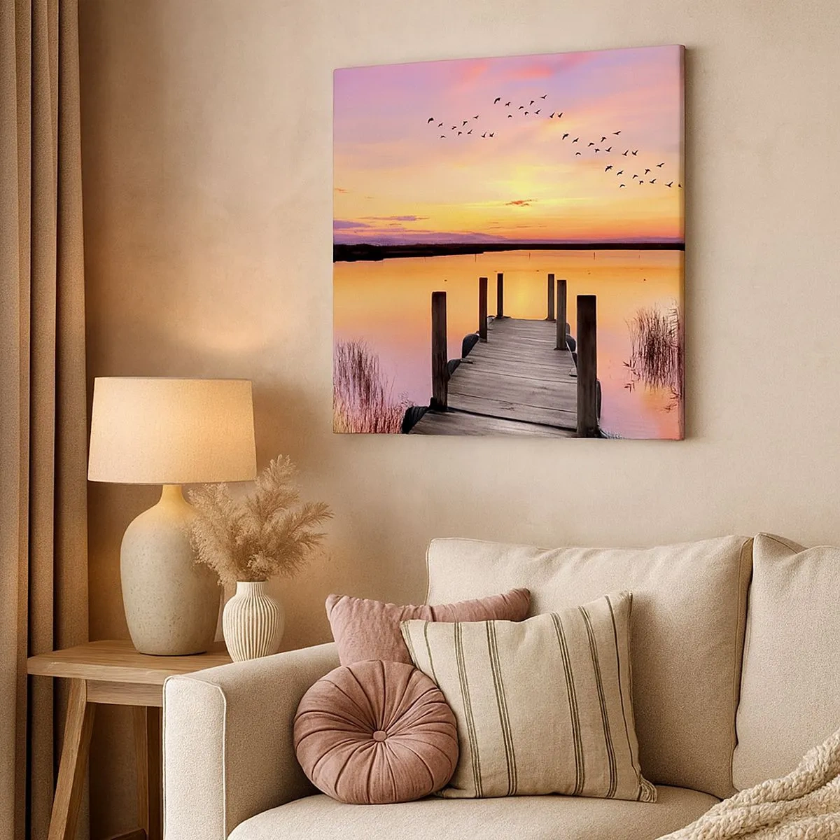 Schilderen op canvas - Violet stille dageraad - 30x30 cm