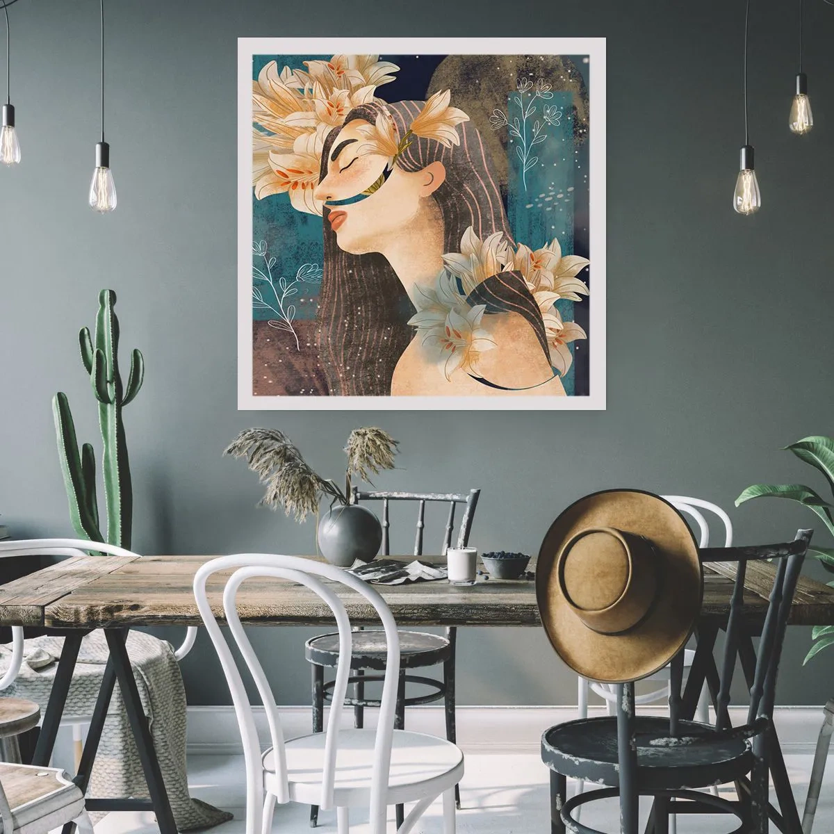 Poster - Een sprookje over een prinses met lelies - 30x30 cm