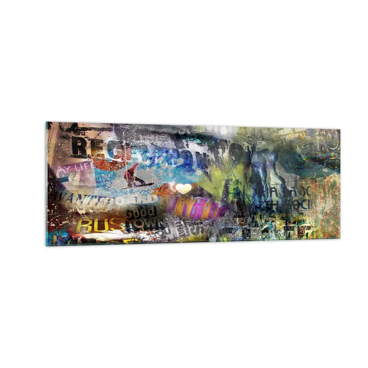 Schilderen op glas - Collage van herinneringen - 140x50 cm