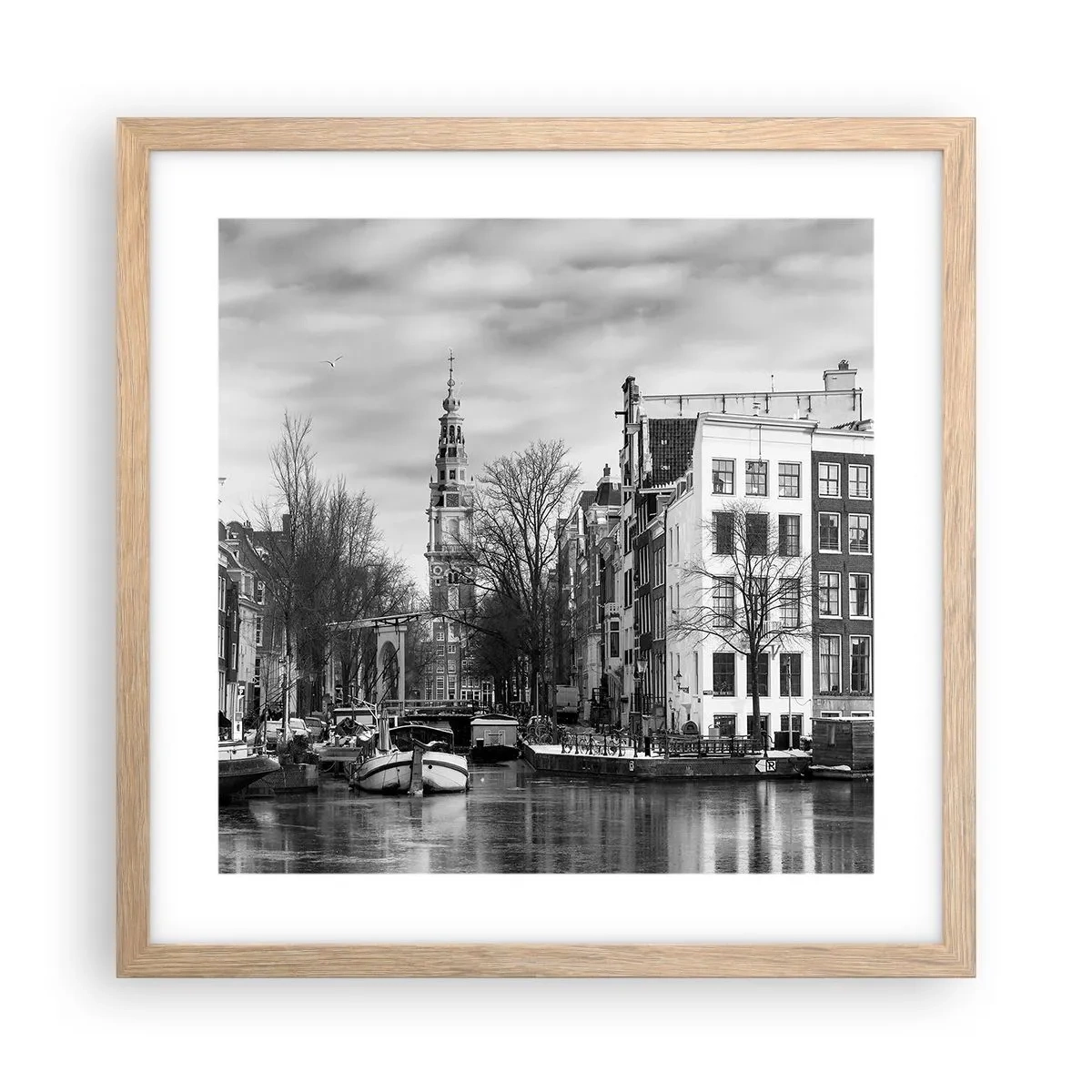 Een poster in een licht eiken lijst - Amsterdamse sferen - 40x40 cm