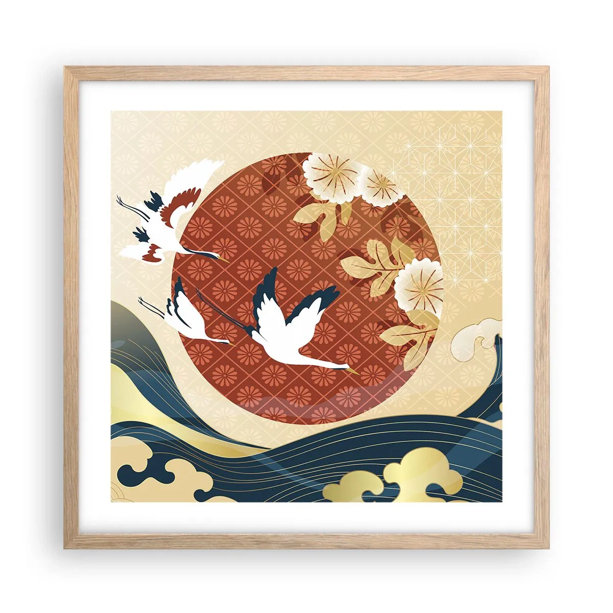 Een poster in een licht eiken lijst - Japans sprookje - 50x50 cm