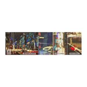 Fotobehang Monster Premium Canvas - Avonddrukte op straat - Stad, Architectuur, Nachtleven - 100x30 cm