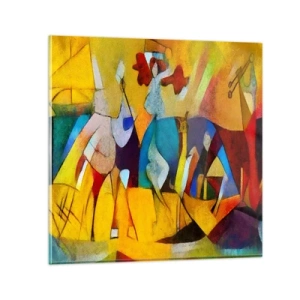 Schilderen op glas - Zon - leven - vreugde - 30x30 cm