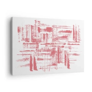 Schilderen op canvas - Abstracte roze texturen op een witte achtergrond - 70x50cm - De rode stad - Moderne wanddecoratie voor woonkamer en slaapkamer ARTTOR