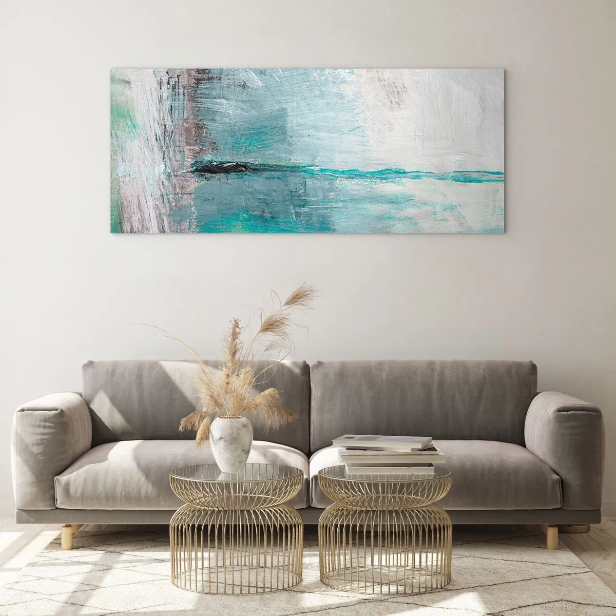 Schilderen op glas - Horizontaal in blauw - 160x50 cm