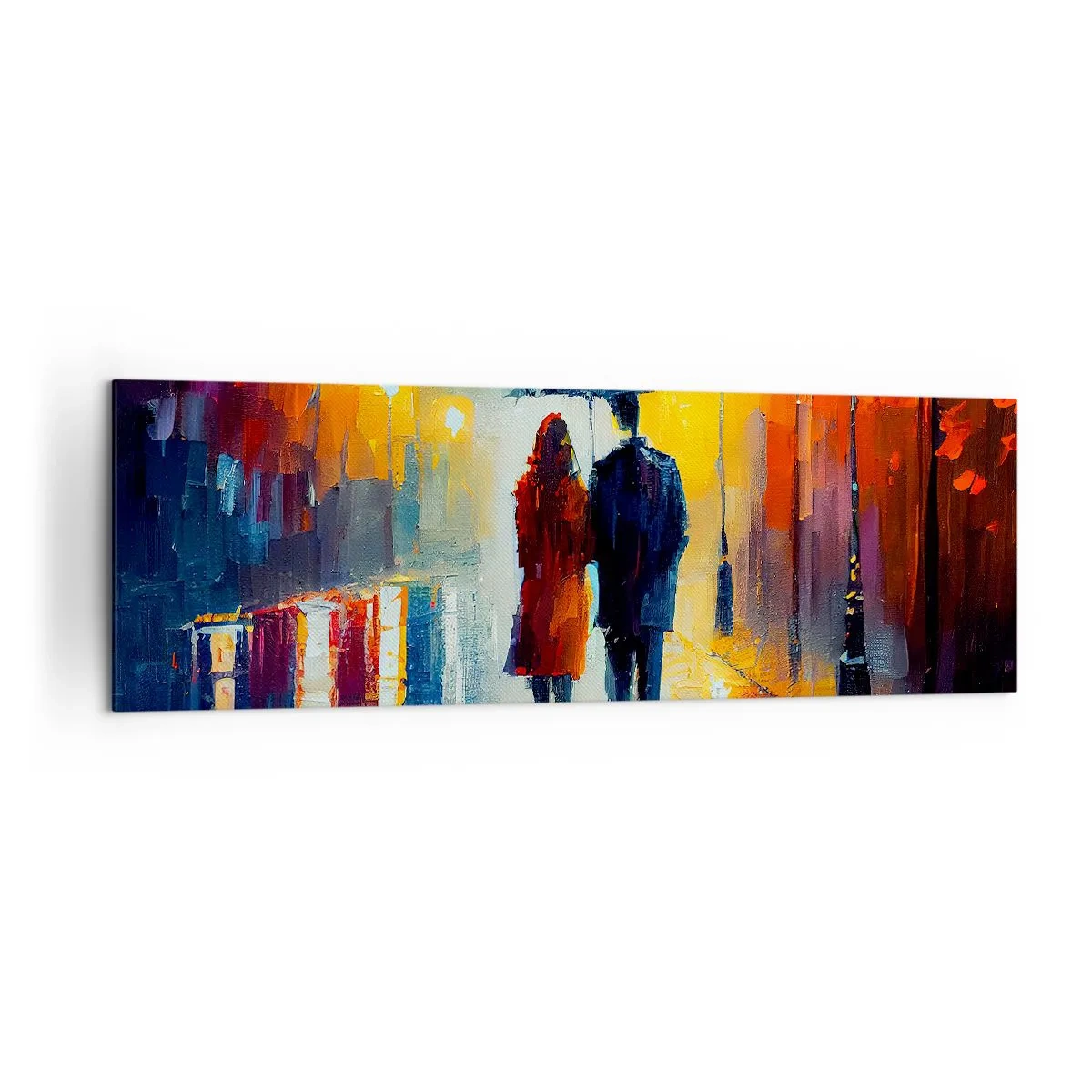 Schilderen op canvas - Samen – een kleurrijke nacht - 160x50 cm