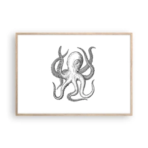 Een poster in een licht eiken lijst - Dansend met de golven - 100x70 cm