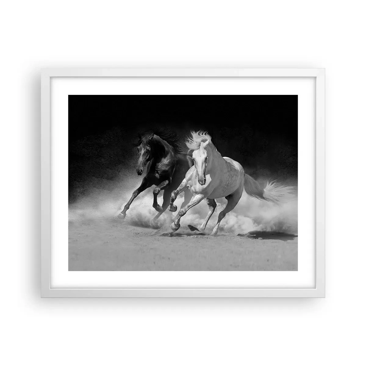 Poster in een witte lijst - Vrijheidsgalop - 50x40 cm