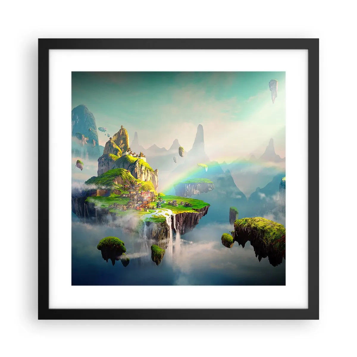 Poster in een zwarte lijst - Midden in de lucht - gelukkige eilanden - 40x40 cm