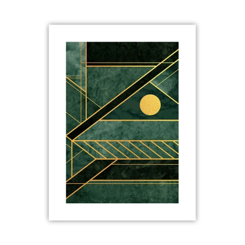 Poster - Dynamiek van goud en azuur - 30x40 cm